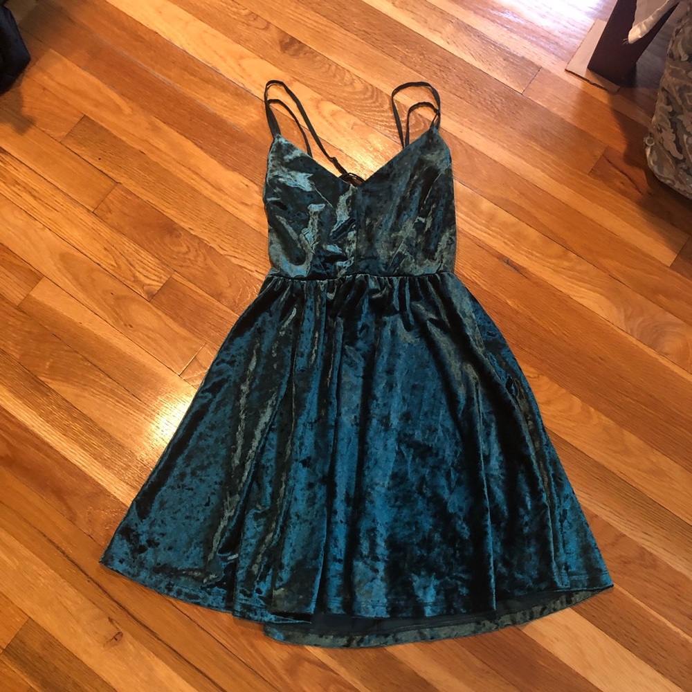 Green velvet dress